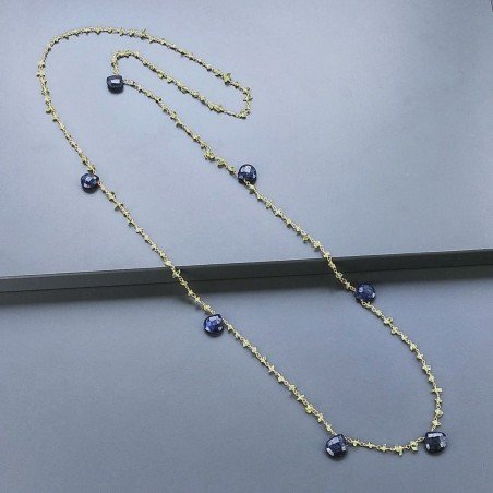 Collana A Nodo Orafo Dorato Con Peridoto E Lapis Lazuli