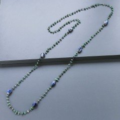 Collana A Nodo Orafo Brunito Con Avventurina Verde E Sodalite