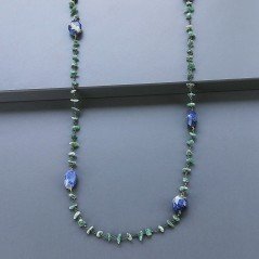 Collana A Nodo Orafo Brunito Con Avventurina Verde E Sodalite