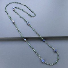 Collana A Nodo Orafo Brunito Con Avventurina Verde E Sodalite