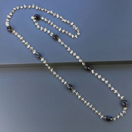 Collana A Nodo Orafo Dorato Con Cristallo Di Rocca E Quarzo Fume