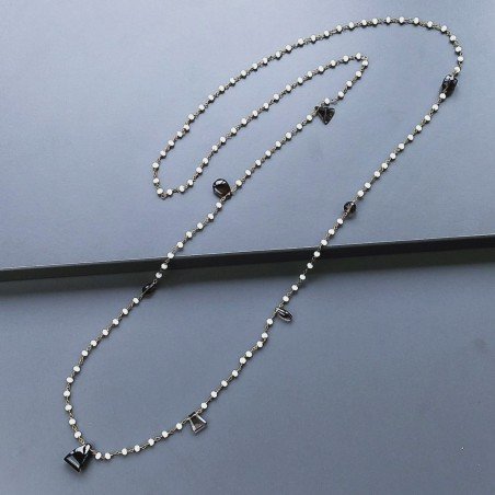 Collana A Nodo Orafo Dorato Con Cristallo Opaco E Quarzo Fume