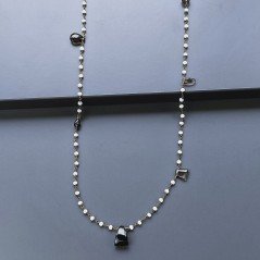 Collana A Nodo Orafo Dorato Con Cristallo Opaco E Quarzo Fume