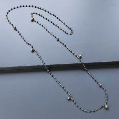 Collana A Nodo Orafo Rosato Con Cristallo Blu Metallizzato E Pirite Naturale