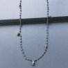 Collana A Nodo Orafo Rosato Con Cristallo Blu Metallizzato E Pirite Naturale