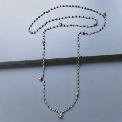 Collana A Nodo Orafo Rosato Con Cristallo Blu Metallizzato E Pirite Naturale Collana A Nodo Orafo Rosato Con Cristallo Blu Metallizzato E Pirite Naturale