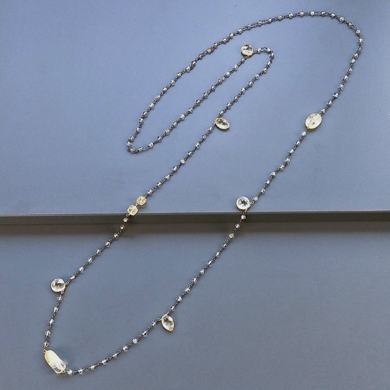 Collana A Nodo Orafo Brunito Con Cristallo Di Rocca E Quarzo Citrino Collana A Nodo Orafo Brunito Con Cristallo Di Rocca E Quarzo Citrino