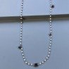 Collana A Nodo Orafo Argentato Con Cristallo Opaco E Granato