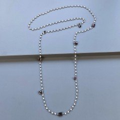 Collana A Nodo Orafo Argentato Con Cristallo Opaco E Granato