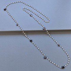 Collana A Nodo Orafo Argentato Con Cristallo Opaco E Granato