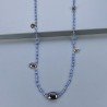 Collana A Nodo Orafo Dorato Con Cristallo Blu E Quarzo Fume