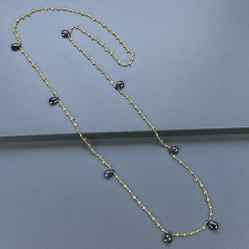 Collana A Nodo Orafo Dorato Con Peridoto E Pietra Di Luna Cioccolato