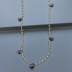 Collana A Nodo Orafo Dorato Con Peridoto E Pietra Di Luna Cioccolato