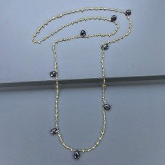 Collana A Nodo Orafo Dorato Con Peridoto E Pietra Di Luna Cioccolato