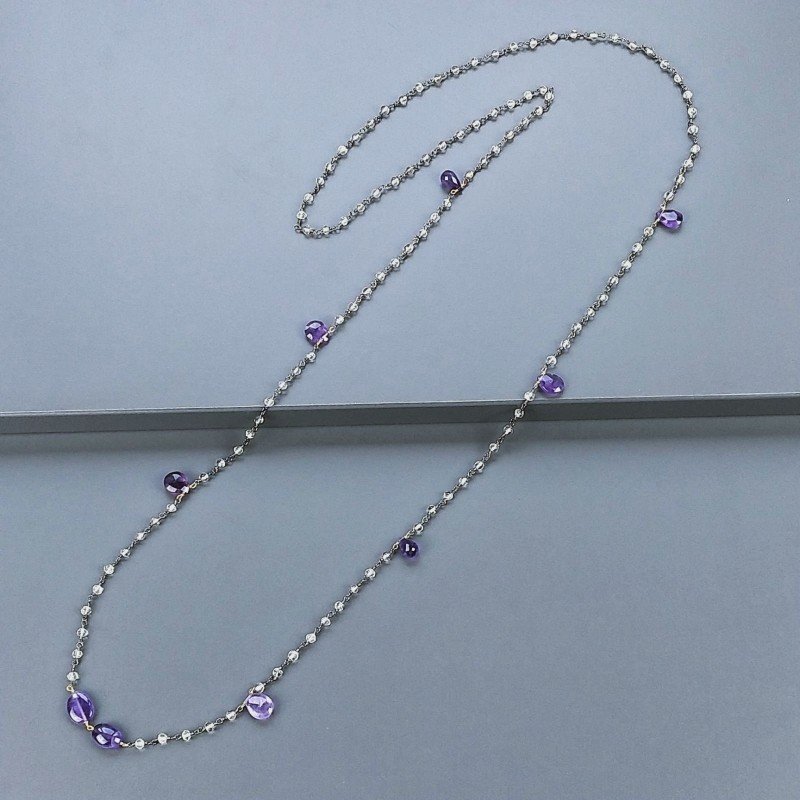 Collana A Nodo Orafo Brunito Con Cristallo Di Rocca E Ametista Africana