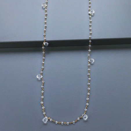 Collana A Nodo Orafo Dorato Con Cristallo E Cristallo Di Rocca