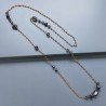 Collana A Nodo Orafo Brunito Con Cristallo Arancio E Quarzo Fume