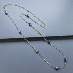 Collana A Nodo Orafo Dorato Con Peridoto E Sodalite