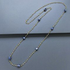 Collana A Nodo Orafo Dorato Con Peridoto E Sodalite