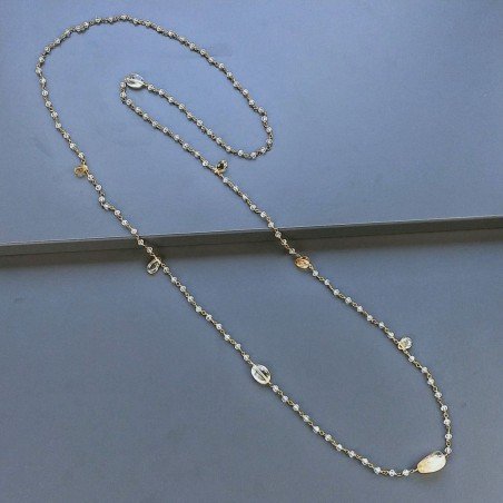 Collana A Nodo Orafo Dorato Con Cristallo E Quarzo Citrino