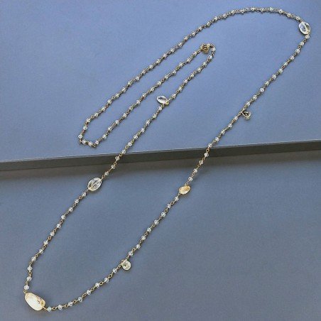 Collana A Nodo Orafo Dorato Con Cristallo E Quarzo Citrino