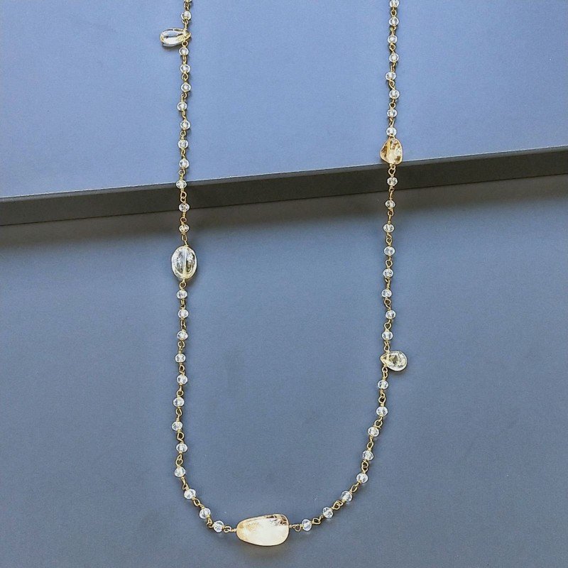 Collana A Nodo Orafo Dorato Con Cristallo E Quarzo Citrino
