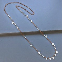 Collana A Nodo Orafo Brunito Con Cristallo Arancio E Labradorite Bianca