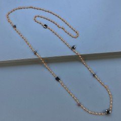 Collana A Nodo Orafo Dorato Con Cristallo Arancio E Granato