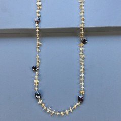 Collana A Nodo Orafo Dorato con Quarzo Citrino E Granato