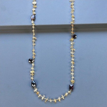 Collana A Nodo Orafo Dorato con Quarzo Citrino E Granato