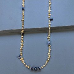 Collana A Nodo Orafo Dorato con Quarzo Citrino E Iolite