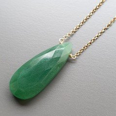 Collana Girocollo Con Catena Dorato Argento 925 E Avventurina Gocce Piatto Briolette Sfaccettate A Mano