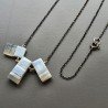 Collana Girocollo Con Catena Brunito Argento 925 E Opale Somalia Forma Rettangolo Baguette Piatto A Mano