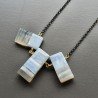 Collana Girocollo Con Catena Brunito Argento 925 E Opale Somalia Forma Rettangolo Baguette Piatto A Mano