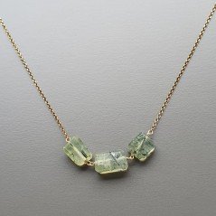 Collana Girocollo Con Catena Dorato Argento 925 E Prehnite Taglio Laser Sassi Sfaccettate A Mano