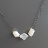 Collana Girocollo Con Catena Brunito Argento 925 E Pietra Di Luna (Adularia) Taglio Sassi Sfaccettate A mano