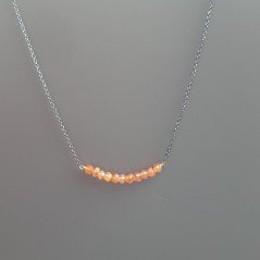 Collana Girocollo Con Catena Brunito Argento 925 E Corniola Rondelle Sfaccettate A Mano