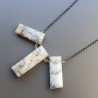 Collana Girocollo Con Catena Brunito Argento 925 E Opale Dendritica Rettangolo Baguette Sfaccettate A Mano