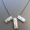 Collana Girocollo Con Catena Brunito Argento 925 E Opale Dendritica Rettangolo Baguette Sfaccettate A Mano