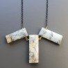 Collana Girocollo Con Catena Brunito Argento 925 E Opale Dendritica Rettangolo Baguette Sfaccettate A Mano
