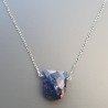Collana Girocollo Con Catena Rodiato Argento 925 E Sodalite Forma D Fantasia Sfaccettato A Mano