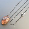 Collana Girocollo Con Catena Brunito Argento 925 E Unakite Forma Rombo Sfaccettato A Mano