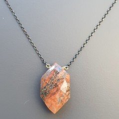 Collana Girocollo Con Catena Brunito Argento 925 E Unakite Forma Rombo Sfaccettato A Mano Collana Girocollo Con Catena Brunito Argento 925 E Unakite Forma Rombo Sfaccettato A Mano