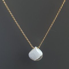 Collana Girocollo Con Catena Dorato Argento 925 E Opale Somalia Gocce Cuore Piatto Sfaccettato A Mano