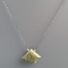 Collana Girocollo Con Catena Brunito Argento 925 E Serpentite Forma Diamante  Sfaccettato A Mano