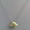 Collana Girocollo Con Catena Brunito Argento 925 E Serpentite Forma Diamante Sfaccettato A Mano