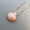 Collana Girocollo Con Catena Oro Rosa Argento 925 E Pietra Di Luna Cioccolato Gocce Piatto Sfaccettate A mano