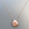 Collana Girocollo Con Catena Oro Rosa Argento 925 E Pietra Di Luna Cioccolato Gocce Piatto Sfaccettate A mano