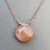 Collana Girocollo Con Catena Oro Rosa Argento 925 E Pietra Di Luna Cioccolato Gocce Piatto Sfaccettate A mano