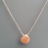 Collana Girocollo Con Catena Oro Rosa Argento 925 E Pietra Di Luna Cioccolato Gocce Piatto Sfaccettate A mano